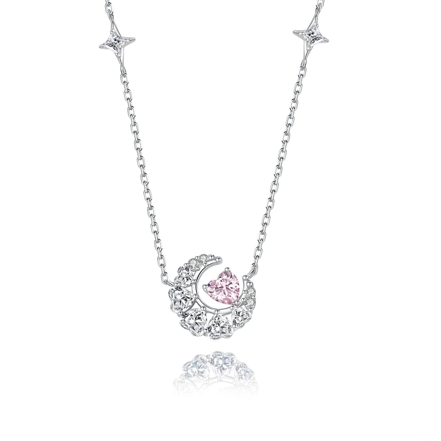 Pink Crescent Moon Necklace