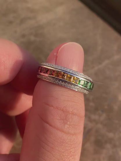 Rainbow Sapphire Ring 18K - Custom